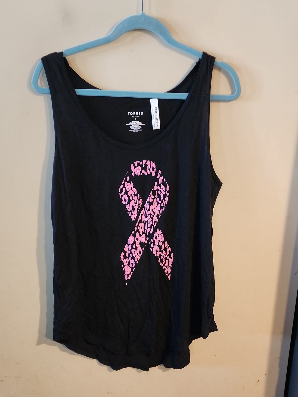 torrid Black Tank with Pink Leopard Ribbon Graphic